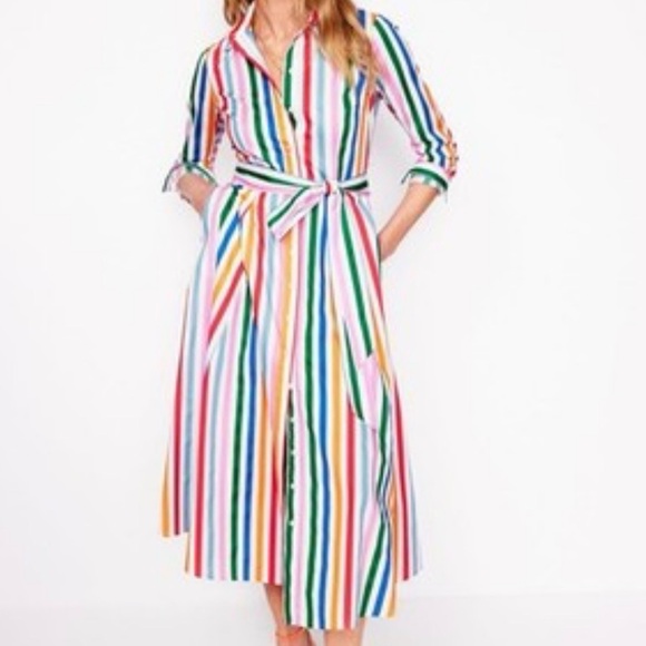 Boden Dresses & Skirts - NWT Boden Amy Striped Shirt Dress 2 Red White Green